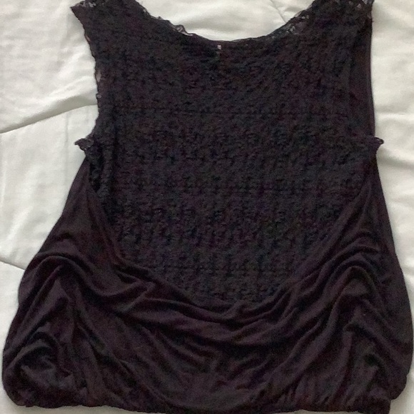 Free People Free Flowing Black Jersey Knit Blouson Tank with Open Lace Back - Picture 8 of 11